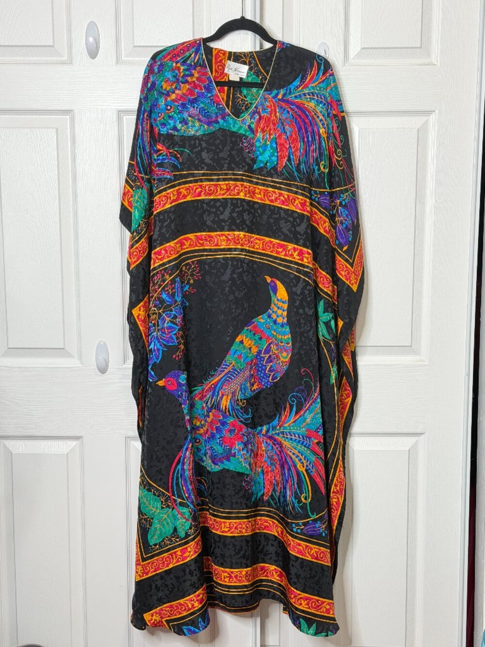 Vintage 1980s Ruth Norman Peacock Caftan- One Size